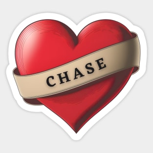 Chase - Lovely Red Heart With a Ribbon Sticker